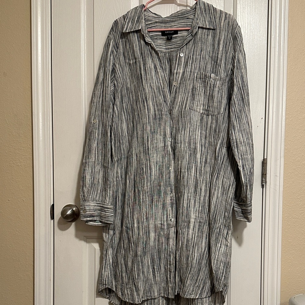 Karen Kane Long Sleeve Striped Dress - Black and White